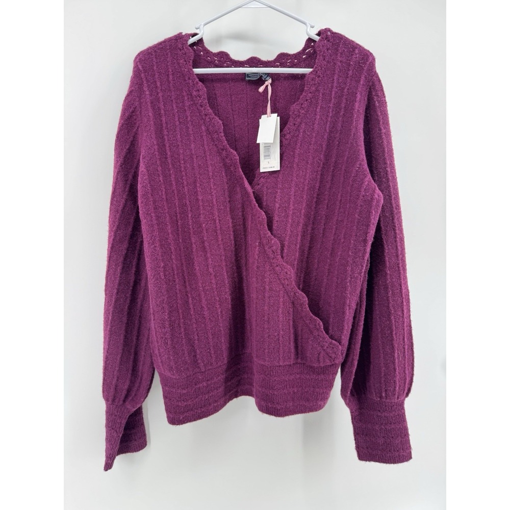Vineyard Vines NWT Wrap Sweater‎ Alpaca Wool Blend Dark Plum Size L